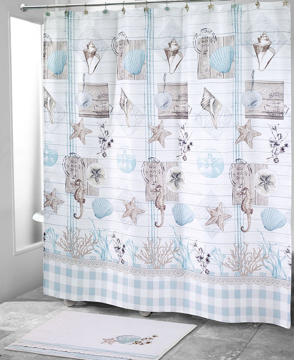 Занавеска для душа Avanti Farmhouse Shell Printed 72" x 72"