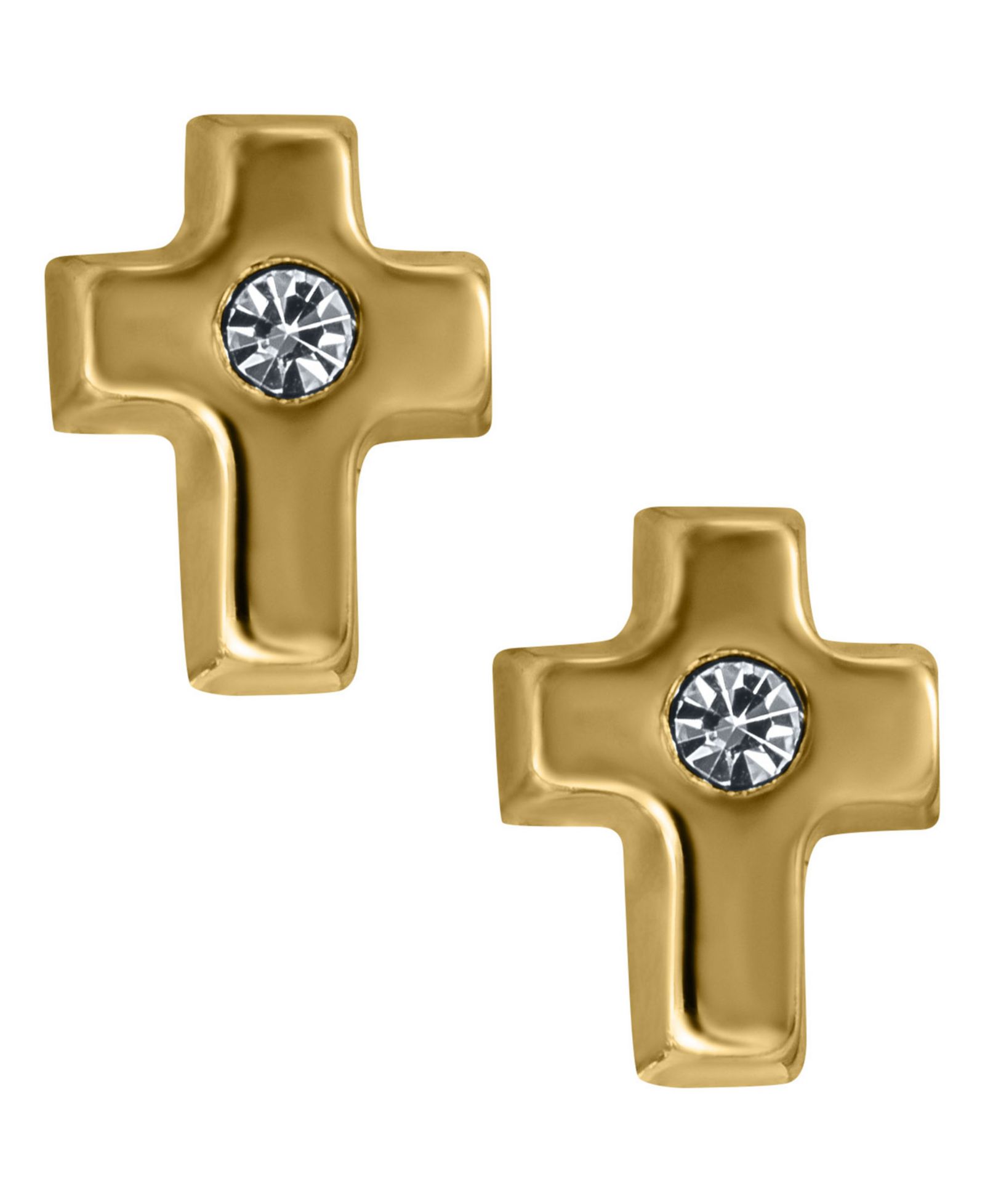 Детские серьги-крестики с кубической цирконией, 14k желтое золото