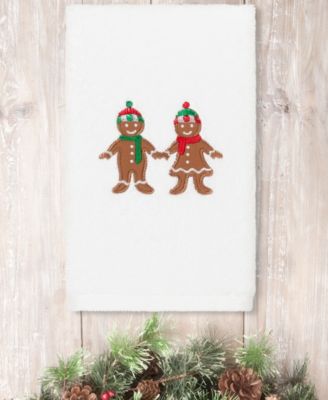 Linum Home Christmas Gingerbread Embroidered 100% Turkish Cotton Hand Towel