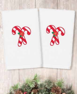 Набор из 2 махровых полотенец Linum Home Christmas Candy Canes, 100% турецкий хлопок, вышивка