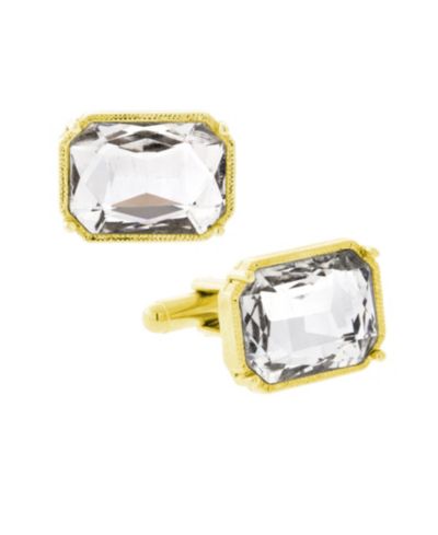 Запонки 1928 Jewelry 14K Gold Plated Rectangle Crystal