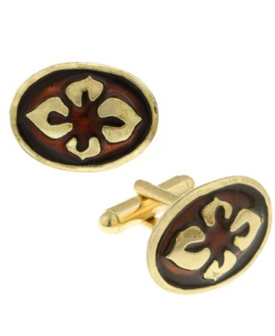 1928 Jewelry запонки с эмалью в виде цветов, 14K Gold-Plated