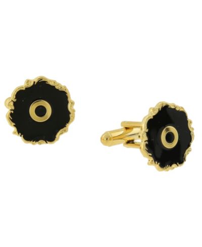 1928 Jewelry Запонки с эмалью и инициалом в золотом покрытии 14K