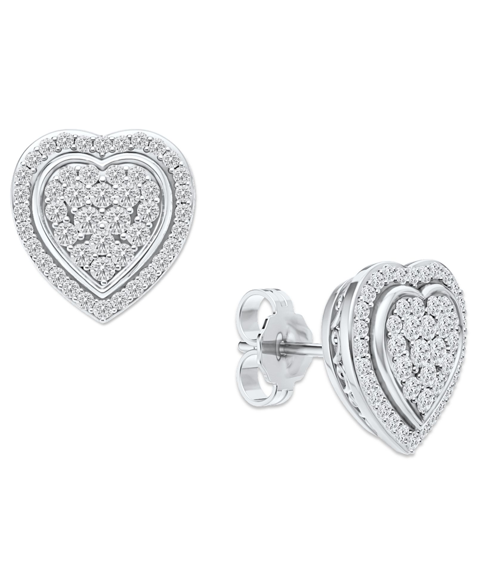 Серьги-гвоздики Diamond Heart Cluster в Sterling Silver