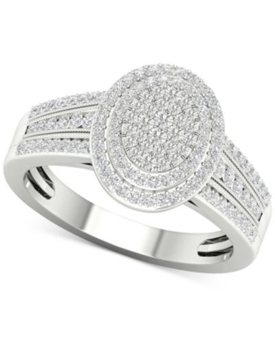 Кольцо с бриллиантами Diamond Oval Cluster в серебряной оправе