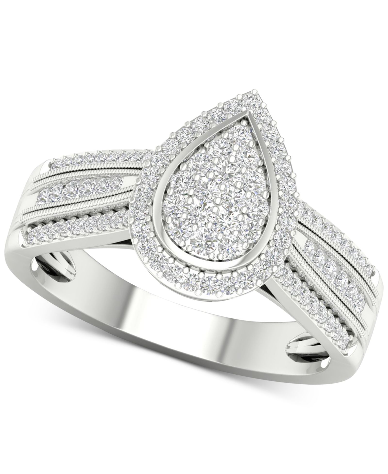 Diamond Teardrop Cluster Statement Ring (1/2 ct. t.w.) in Sterling Silver