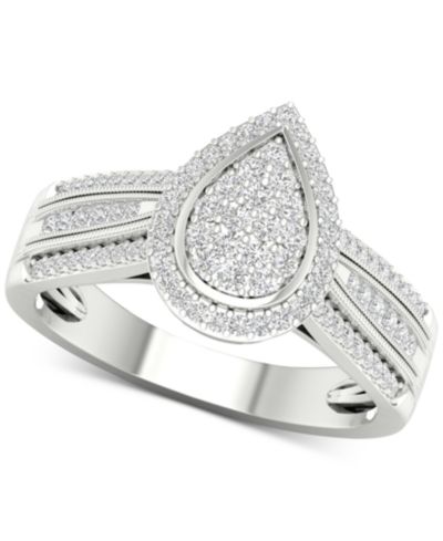Кольцо с россыпью бриллиантов Diamond Teardrop Cluster Statement в Sterling Silver
