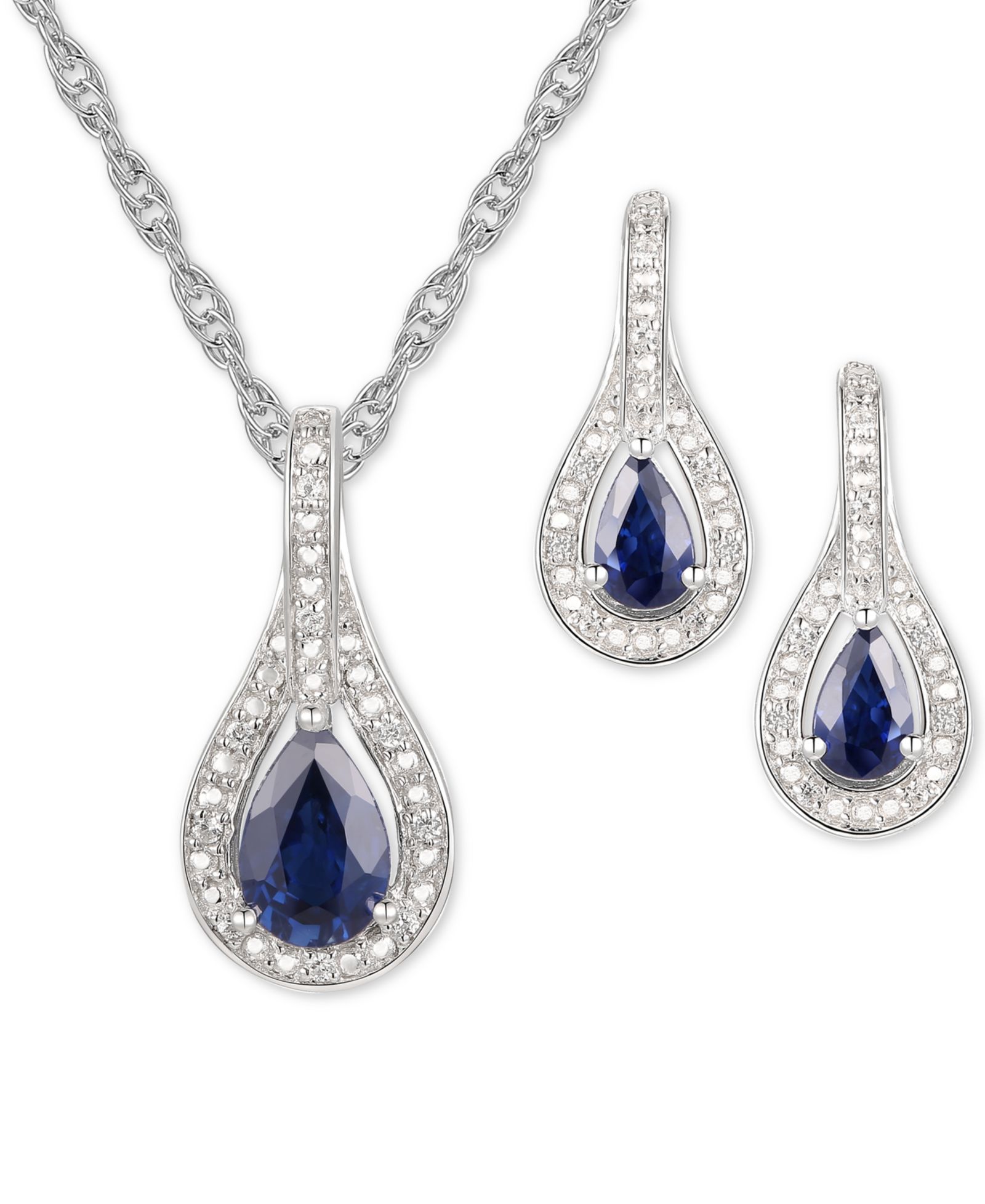 Набор из 2 предметов: кулон с рубином (1 ct. t.w.) и бриллиантом (1/20 ct. t.w.) и подходящие серьги-подвески из стерлингового серебра