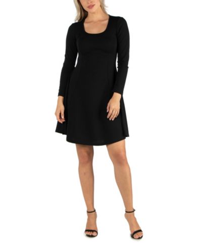 Женское платье 24seven Comfort Apparel Simple Long Sleeve Knee Length Flared