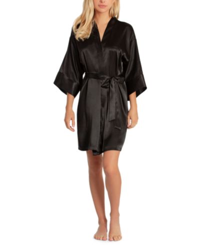 Linea Donatella Women's Short Satin Wrap Robe Lingerie