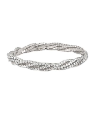 Браслет Macy's Silver Tone 5 Row Crystal Stretchy