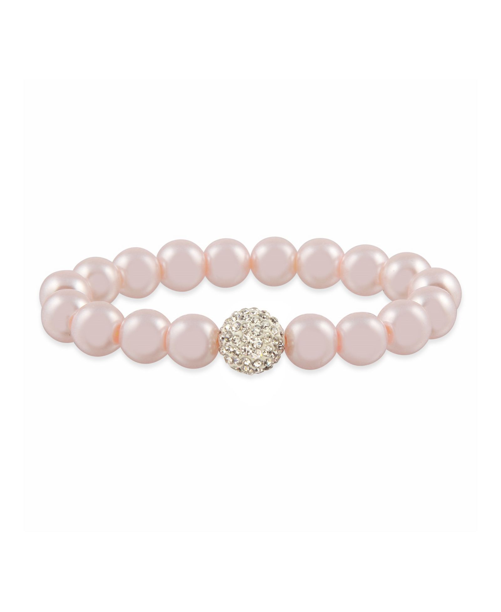 Macy's Pink Imitation Pearl with a Crystal Stretchy Bracelet