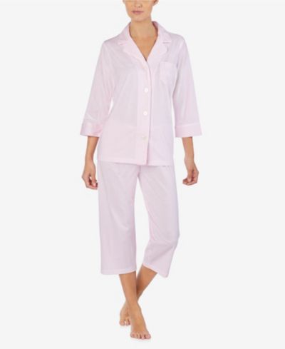 Комплект пижамы Lauren Ralph Lauren 3/4 Sleeve Classic Notch Collar Capri
