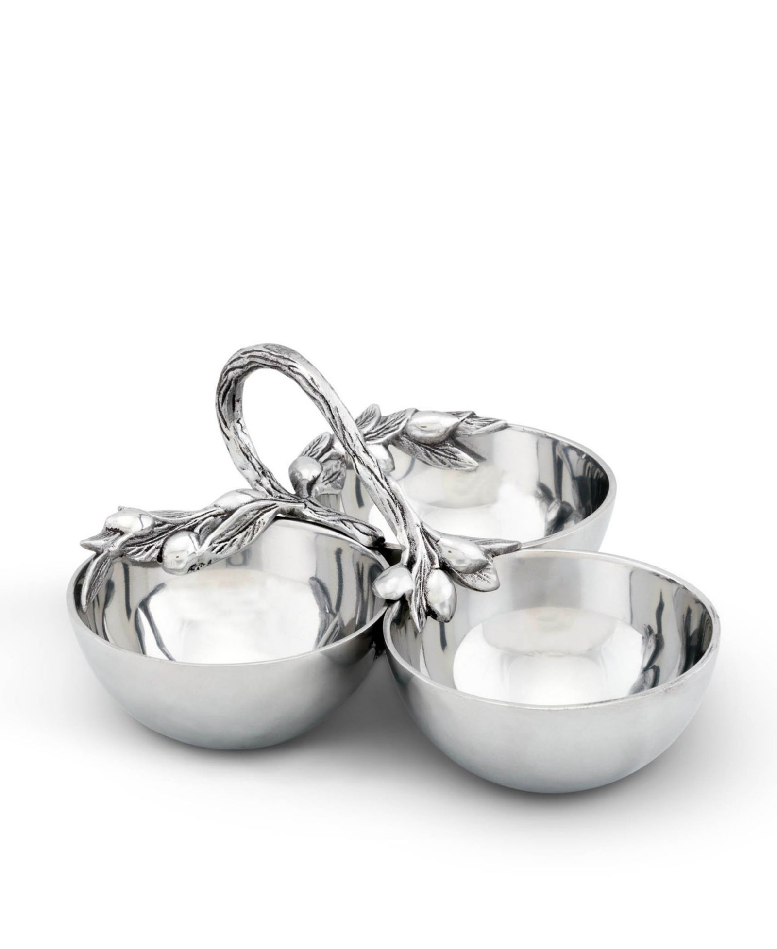 Алюминиевая сервировочная чаша Arthur Court Sand-Cast 3 Compartment Olive Pattern