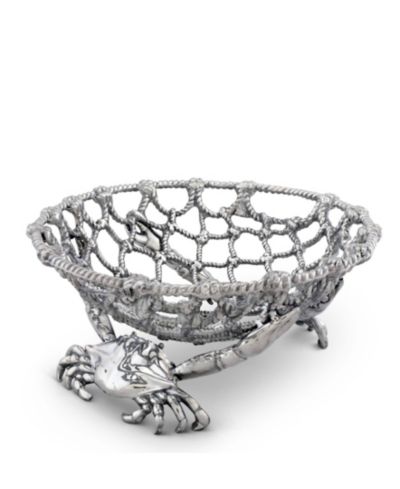 Корзина-центр для фруктов Arthur Court "Crab and Net" Ocean, алюминий ручной полировки