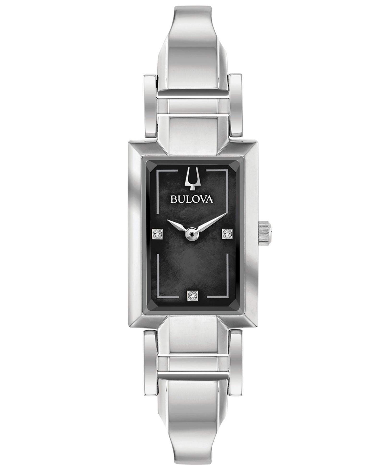 Bulova Women's Diamond-Accent Stainless Steel Bangle Bracelet Watch 18x33mm