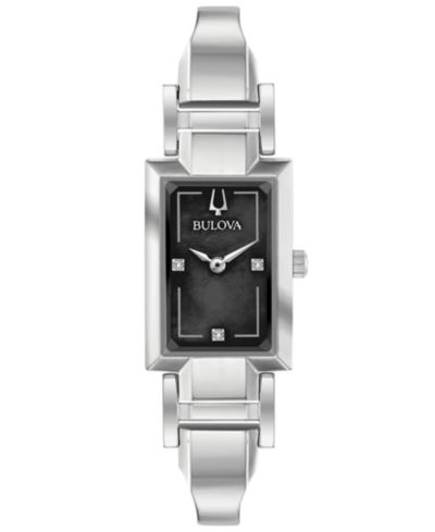 Женские часы Bulova с бриллиантовым акцентом и стальным браслетом 18x33mm