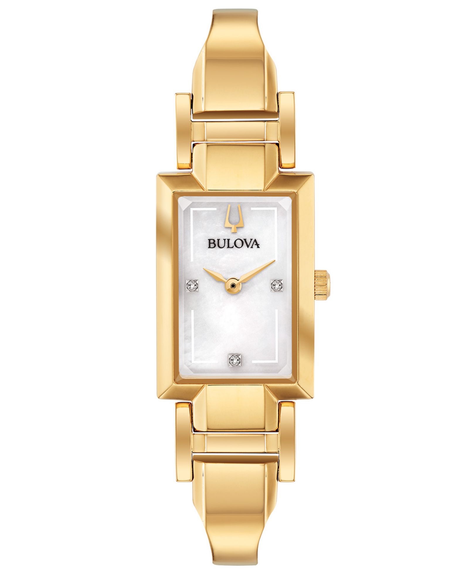 Bulova Женские наручные часы Bangle Bracelet с бриллиантовым акцентом, сталь, 18x33mm