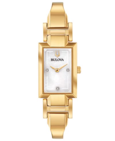 Bulova Женские наручные часы Bangle Bracelet с бриллиантовым акцентом, сталь, 18x33mm