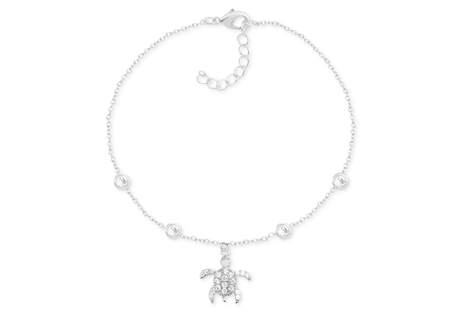 Браслет на ногу And Now This Crystal Sea Turtle в Silver-Plate