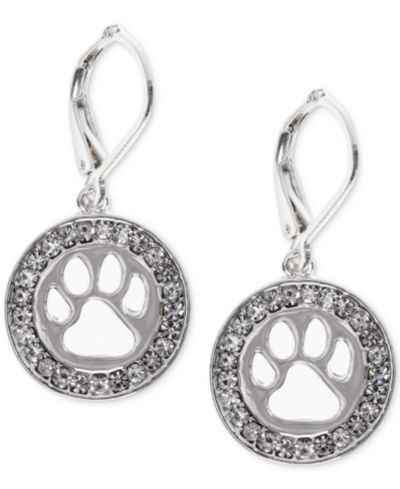 Pet Friends Jewelry Серебристые серьги-подвески с вырезом в форме лапки и паве