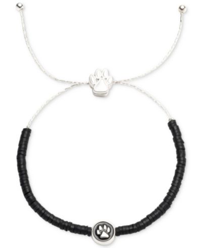 Браслет Pet Friends Jewelry Silver-Tone Paw Charm Black Bead Slider