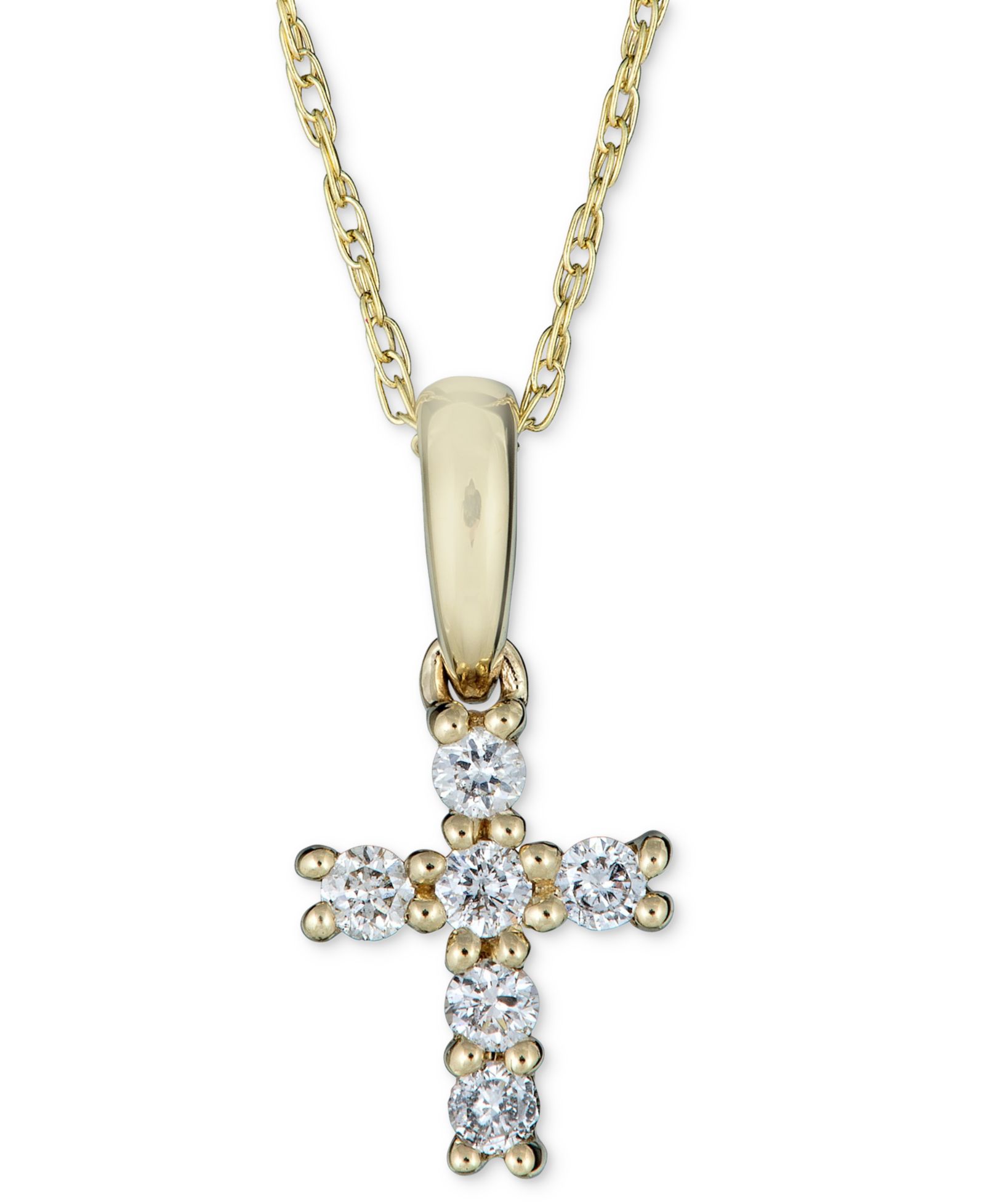 Подвеска Diamond Cross Pendant (1/8 ct. t.w.) в 14k Gold, 16" + 2" extender