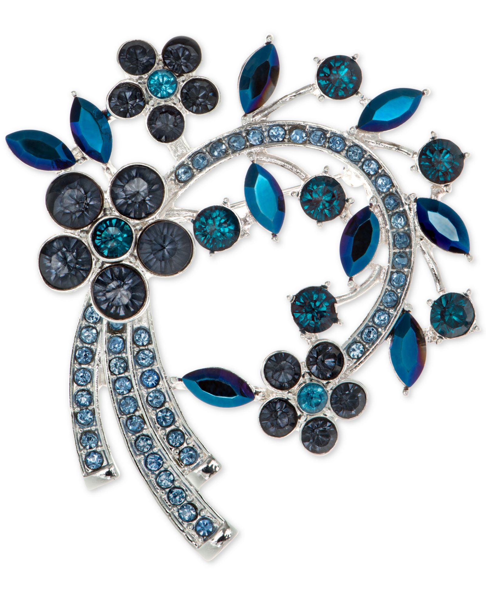 Брошь Anne Klein Stone Blue Flower Cluster Arched Pin