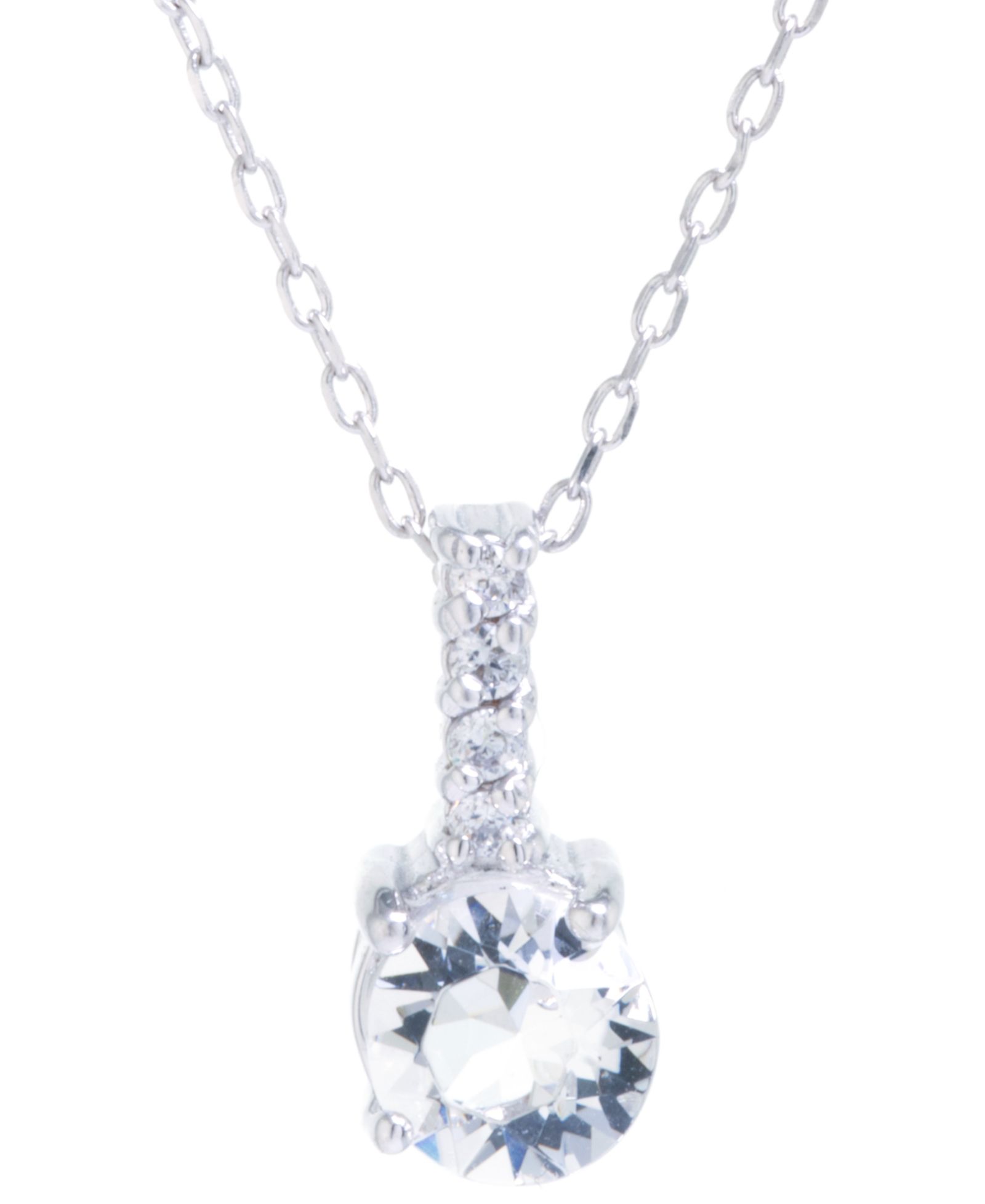 Подвеска Fine Crystal Round Halo в Sterling Silver 18" Chain