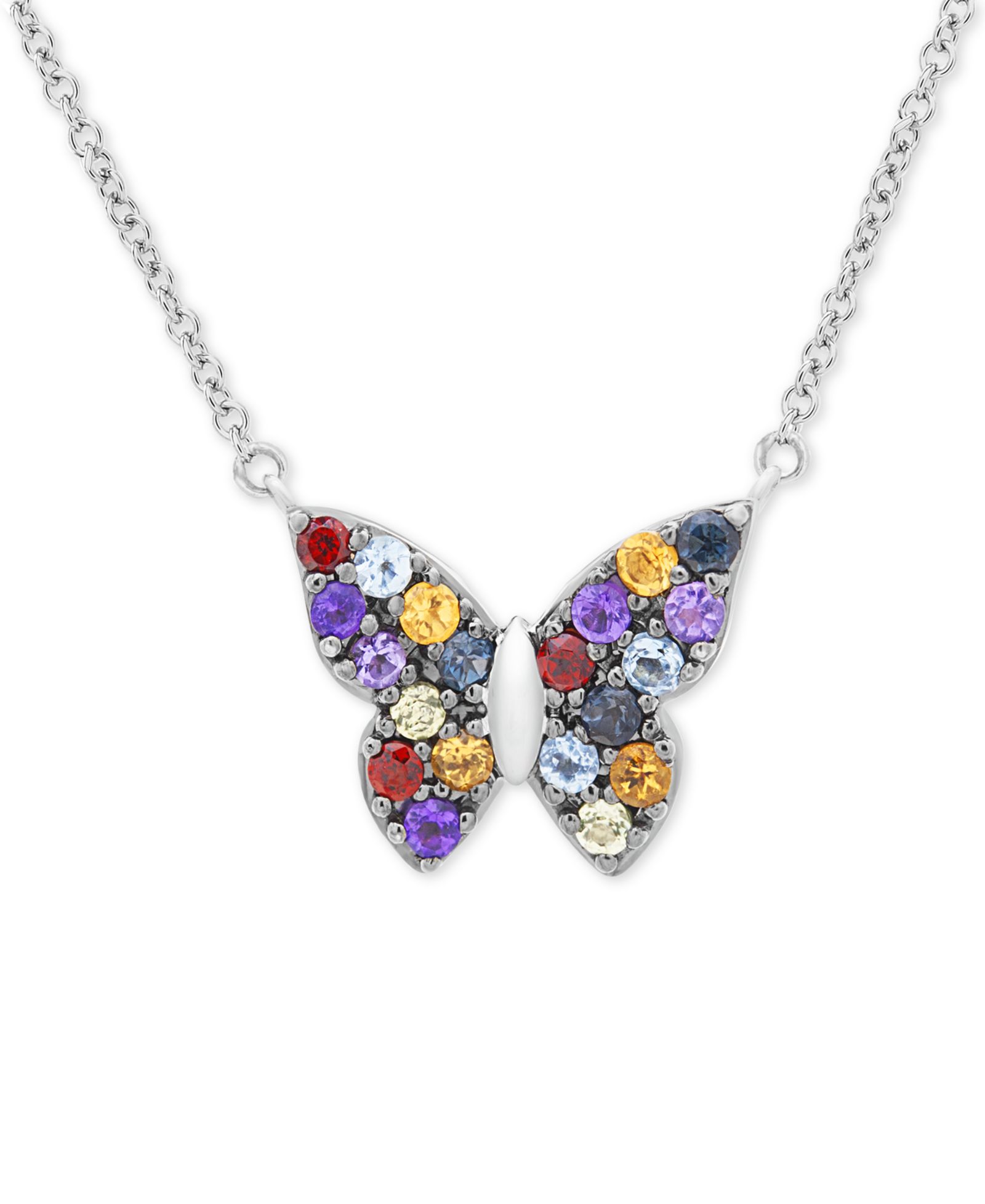 Подвеска-кулон Multi-Gemstone Butterfly 17'' в стерлинговом серебре