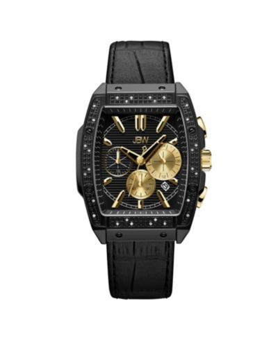 JBW Men's Echelon Diamond (1/4 ct. t.w.) Watch in Black Ion-plated Stainless Steel 41mm