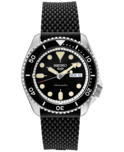 Мужские часы Seiko Automatic Sport с черным силиконовым ремешком 42.5mm