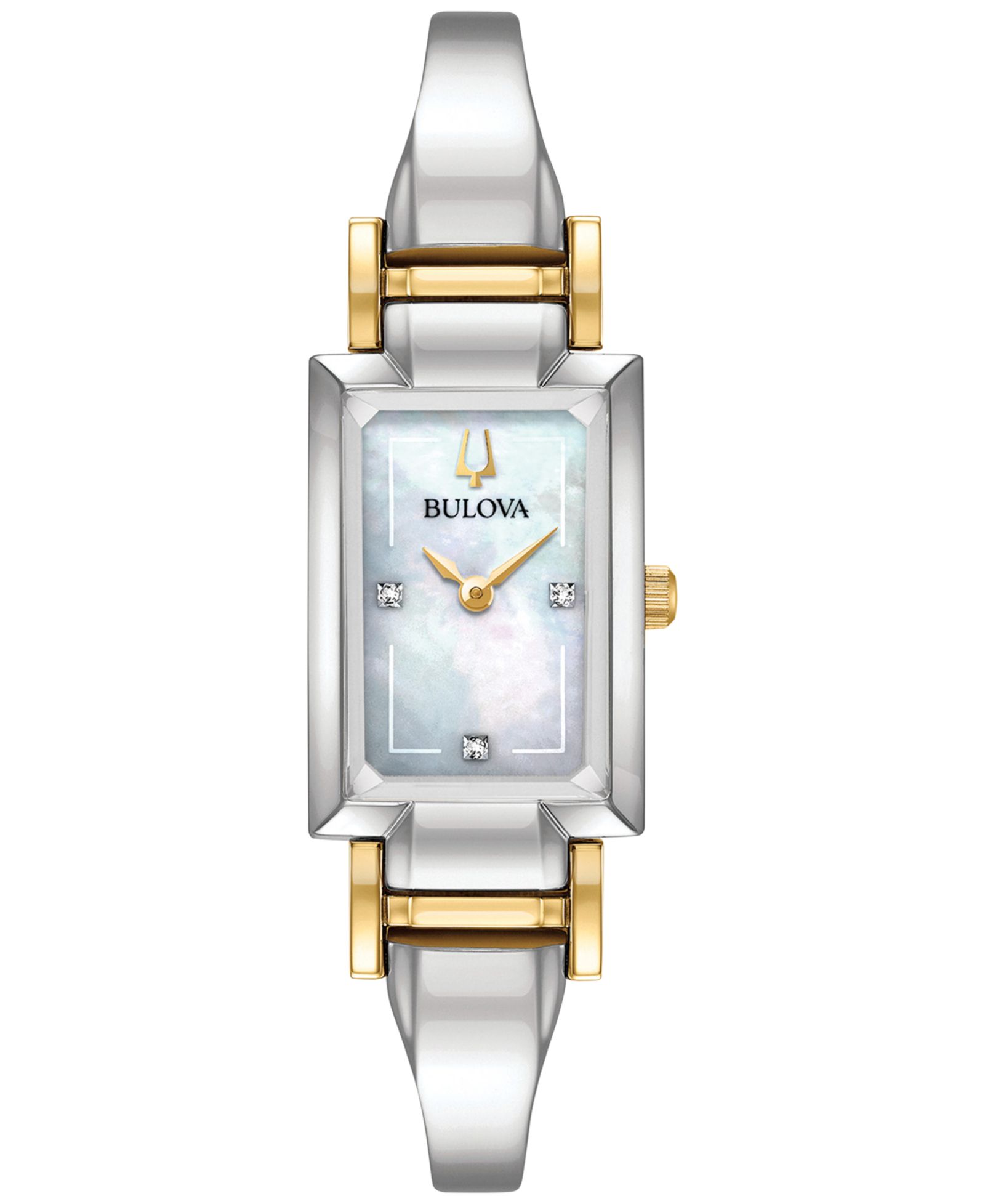 Bulova Women's Classic Diamond Accent Two-Tone Stainless Steel Bangle Bracelet Watch 28x33mm