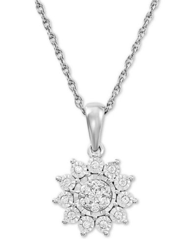 Подвеска Diamond Flower 18" в стерлинговом серебре (1/4 ct. t.w.)