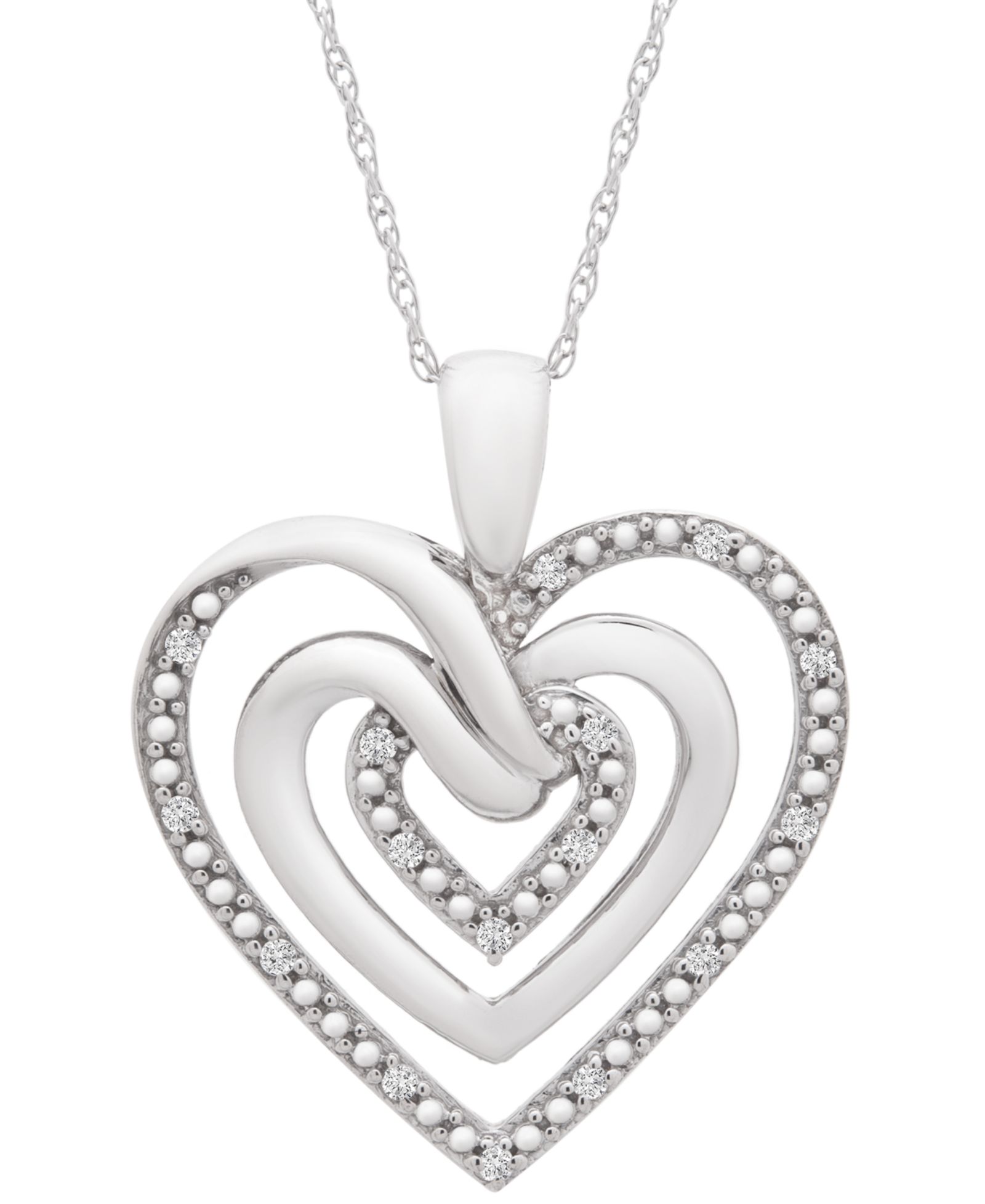 Diamond Multi-Heart 18" Pendant Necklace (1/10 ct. t.w.) in Sterling Silver