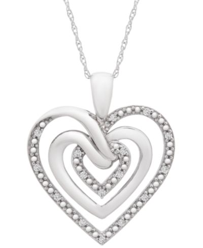 Подвеска-кулон Diamond Multi-Heart 18" из стерлингового серебра (1/10 ct. t.w.)