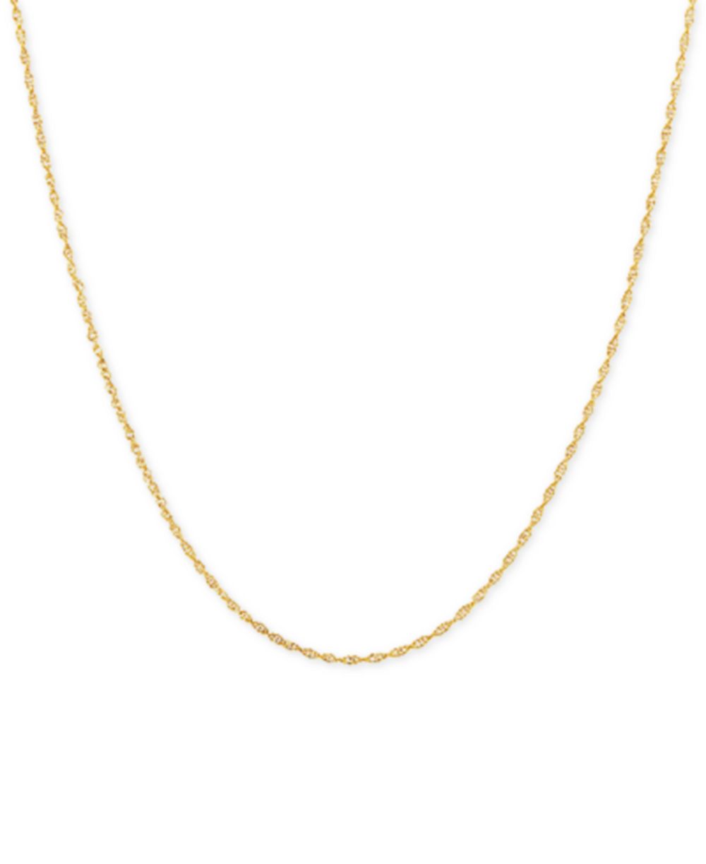 Легкое ожерелье из желтого золота 14k, тонкая цепь Light Rope Chain (1mm), 16"