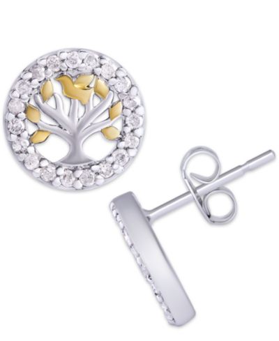 Серьги-гвоздики Diamond 1/3 ct. t.w. Family Tree из стерлингового серебра