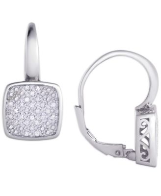Серьги-левербэк с квадратным бриллиантом 1/4 ct. t.w. Cushion из стерлингового серебра