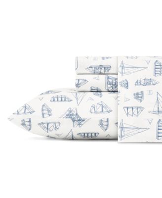 Nautica Whitewood Sail Cotton Percale 4-Piece Sheet Set, Full