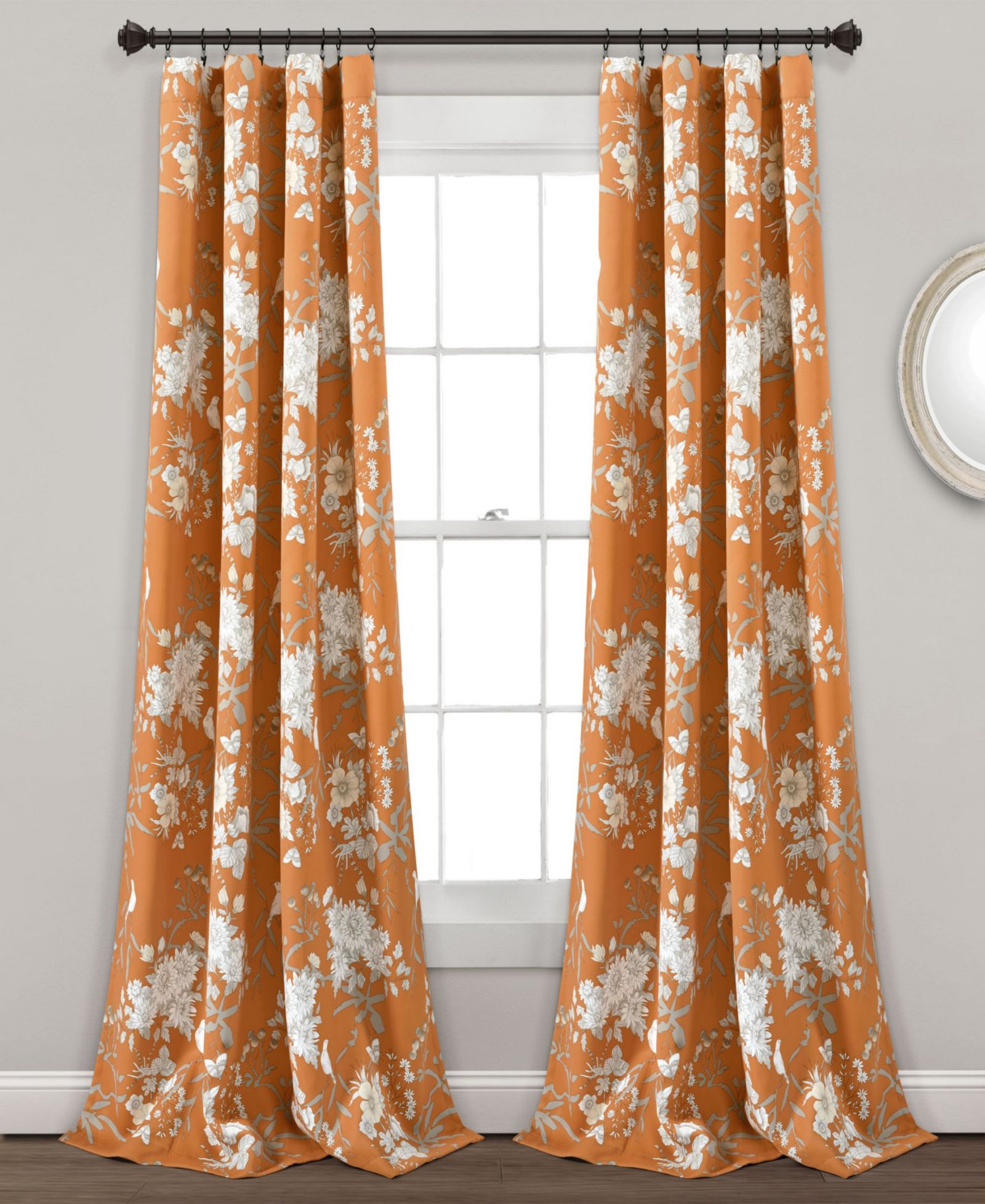 Lush Decor Шторы с цветочным принтом, светопроницающие, пара 52"W x 95"L
