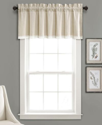 Lush Decor Linen Lace Valance Curtain Single 52"W x 18"L +2" - Lace Valance - Kitchen Valances For Windows - Vintage Bathroom Curtains
