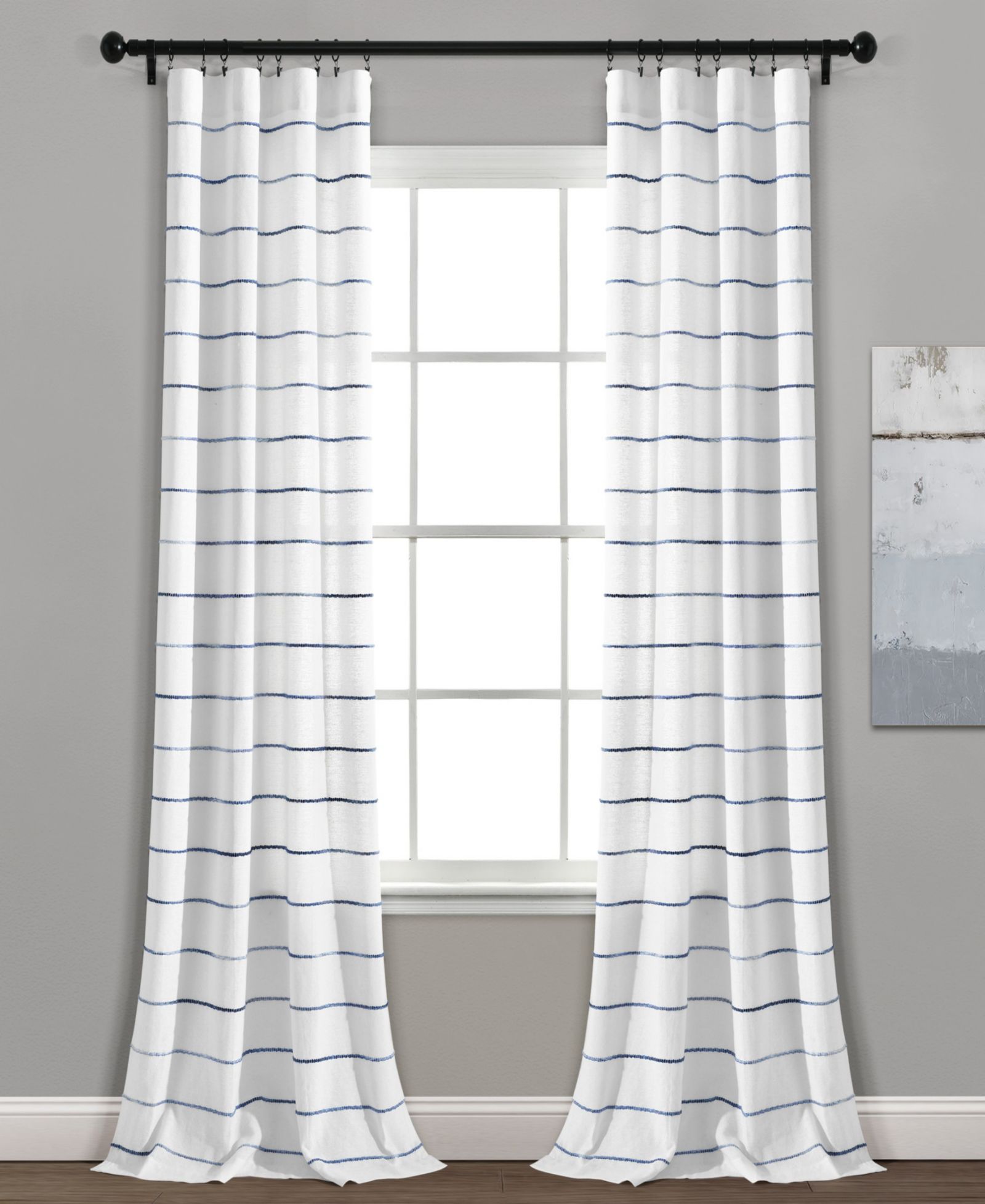 Lush Decor Ombre Stripe Yarn Dyed Cotton Blend Window Curtain Panels, Pair- Drapes - Light Filtering Curtains for Living Room