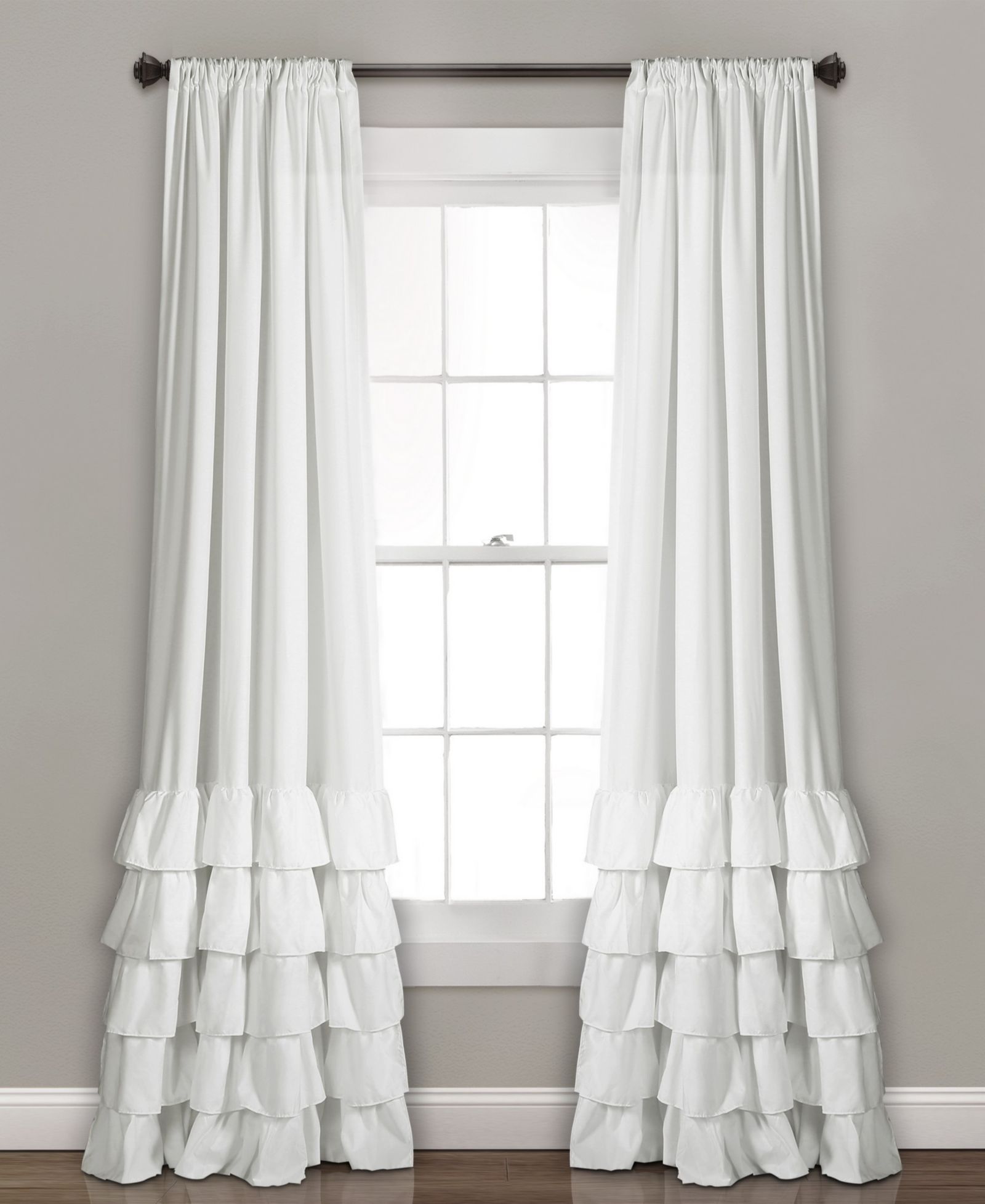 Lush Decor Allison Ruffle Light Filtering Window Curtain Panels Pair Coquette Curtains for Bedroom - Drapes - Ruffle Curtains Kids