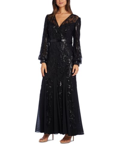 Вечернее платье R & M Richards Sequined Blouson-Sleeve