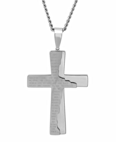 Мужская подвеска-крестик Macy's The Lord's Prayer Distressed Tablet