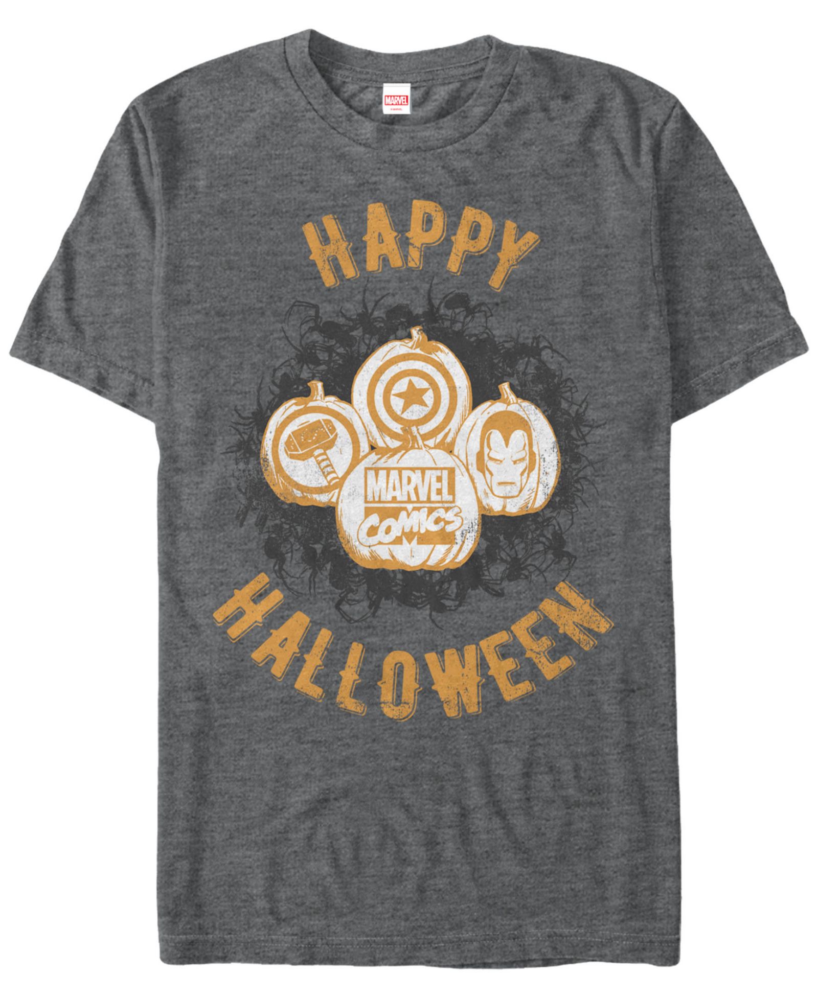 Мужская футболка Marvel Comics Happy Halloween Pumpkin Logos с коротким рукавом