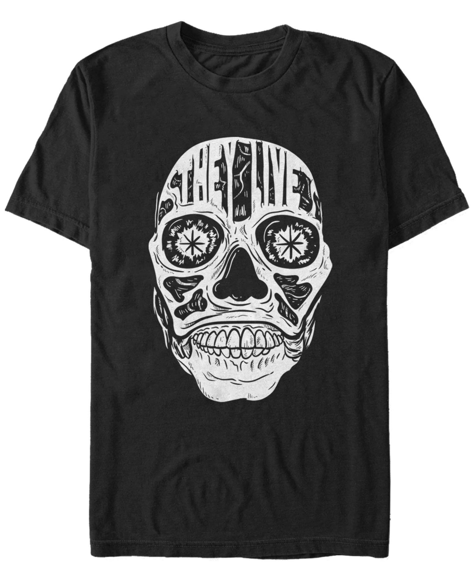 Fifth Sun Men's They Live Skeleton Face Text Short Sleeve T-Shirt