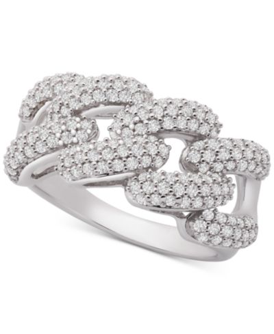 Wrapped in Love™ Diamond Link Detail Statement Ring (1 ct. t.w.) in Sterling Silver, Created for Macy's
