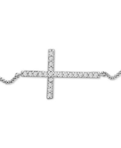 Браслет-боло Wrapped Diamond Sideways Cross из 14k белого золота